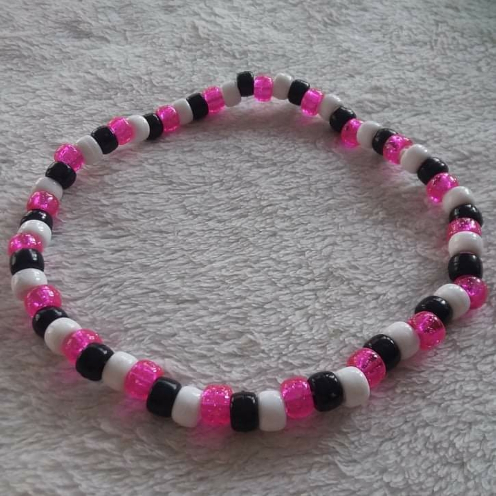 pink black white kandi choker